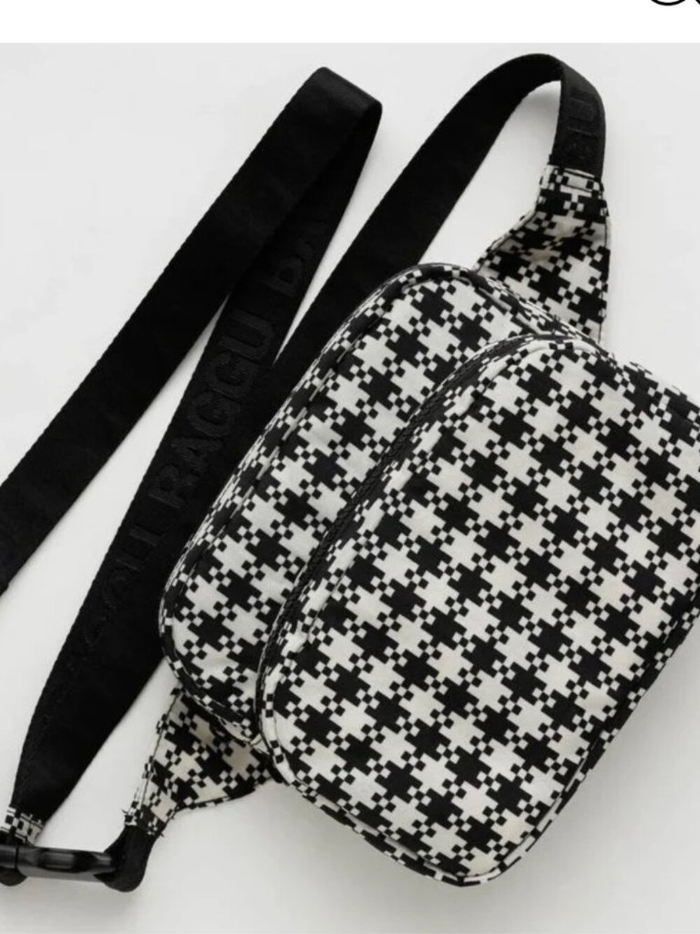 Baggu Fanny Pack in Black & White Pixel Gingham